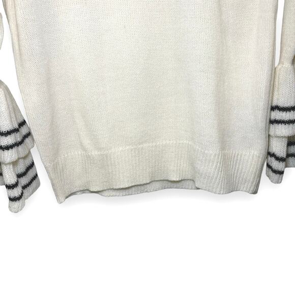 Blu Pepper Cream Colored Sweater With Double Bell Sleeves Size Small Stripe Soft - Picture 4 of 6